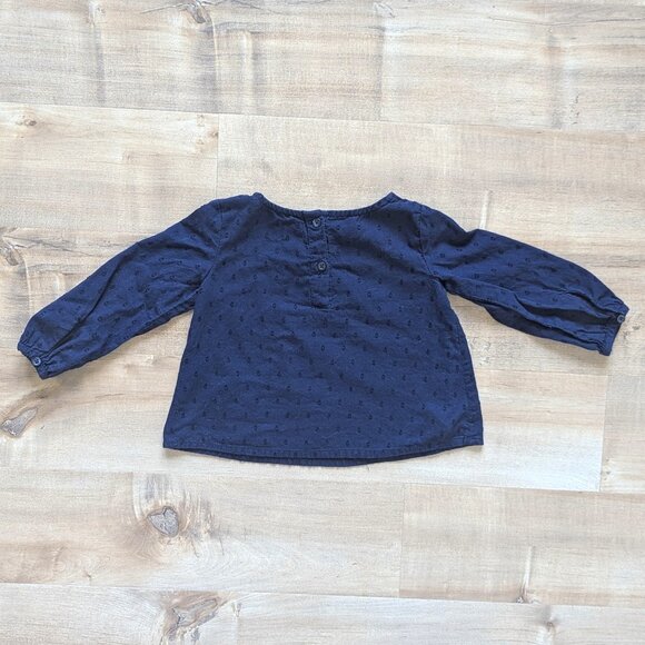 babyGAP Floral Embroidered Navy Blouse - Size 18-24M - Picture 2 of 9